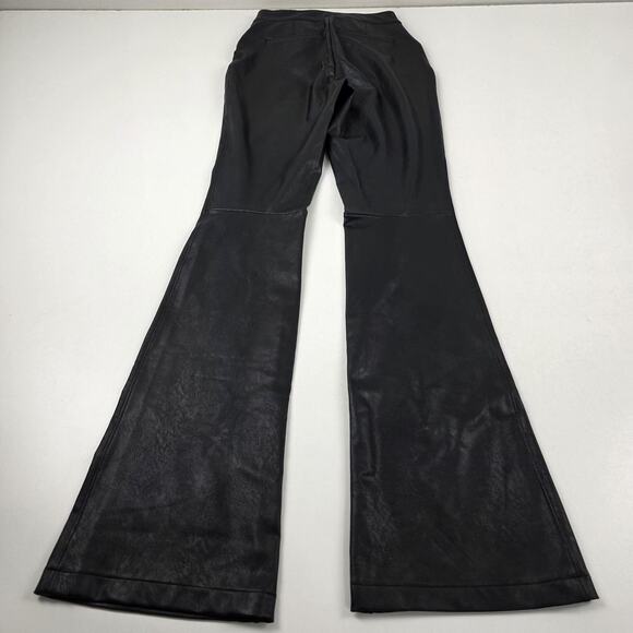 Spanx Pants Womens Small Black Flare Faux Leather‎ Pull On High Rise Stretch - Picture 6 of 13